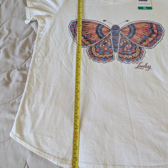 New Lucky Brand Butterfly Graphic Tee - Size XL - Picture 6 of 6